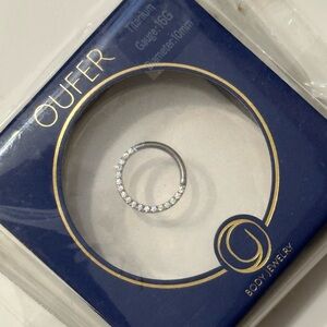 Oufer Titanium Crystal Hoop Earring Septum 16g 10mm
